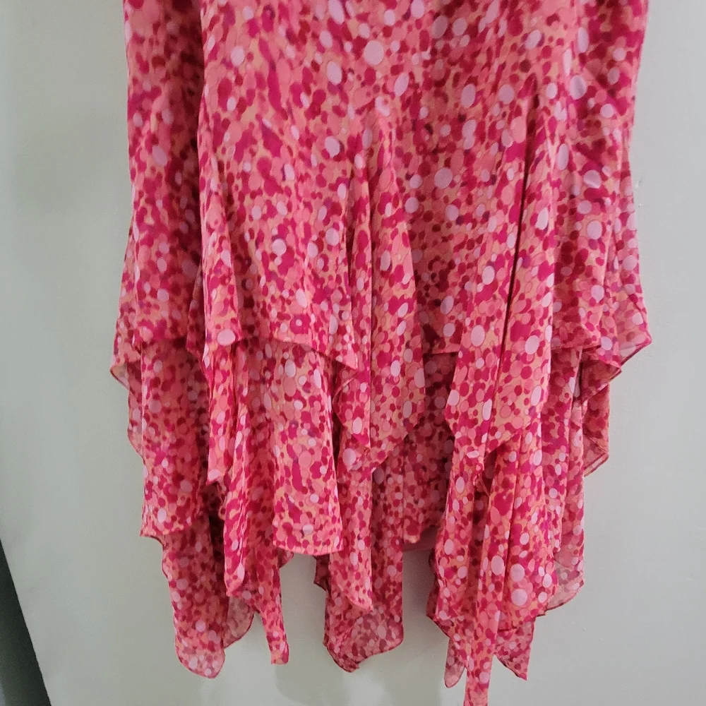KAY UNGER Semi Formal layered floral dress sharkbite hem 14 $298 - Picture 5 of 8